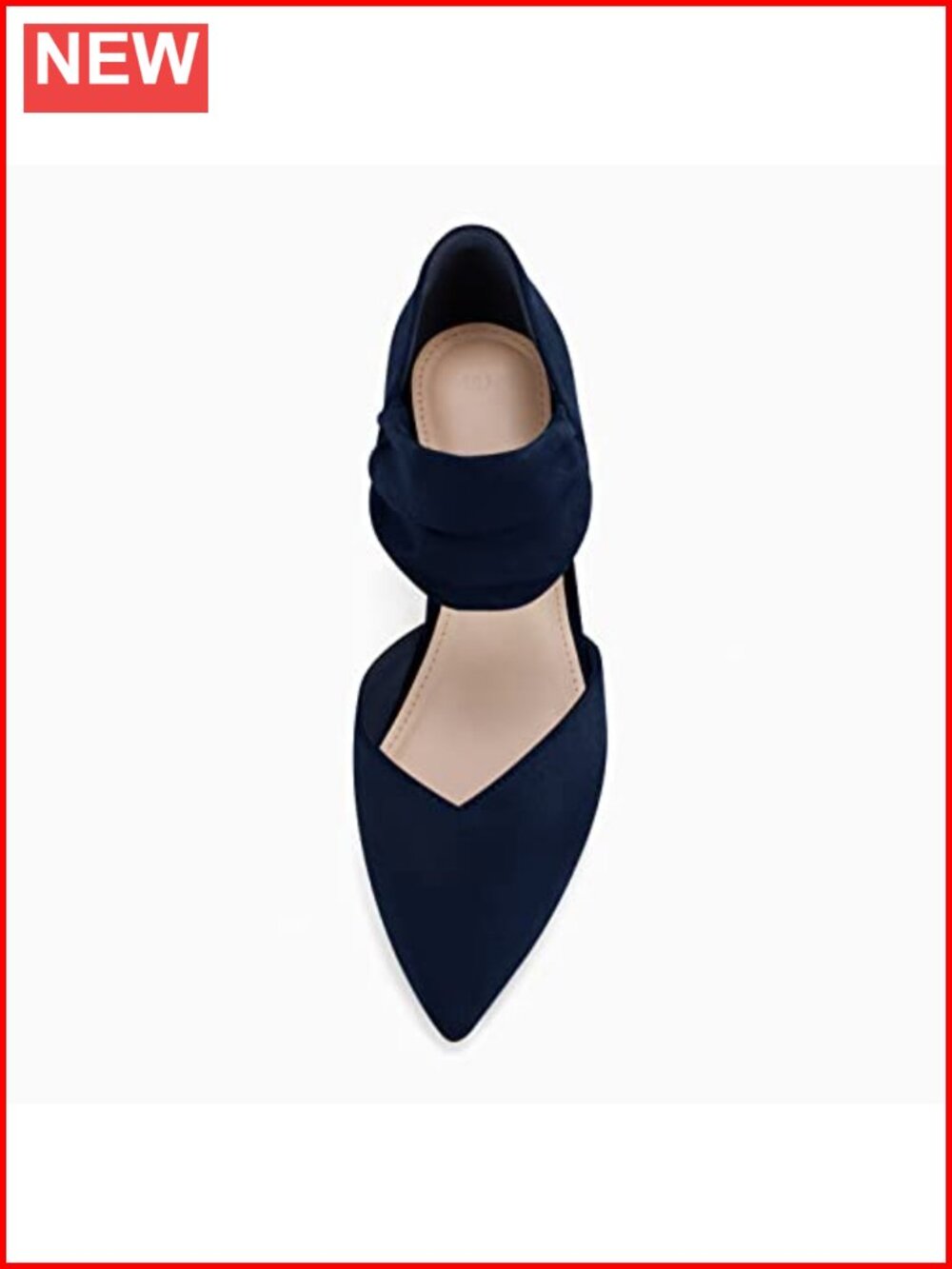 Faux Suede Pointed Toe Kitten Heel Dress Pumps with Ankle Strap - Picture 4 of 5